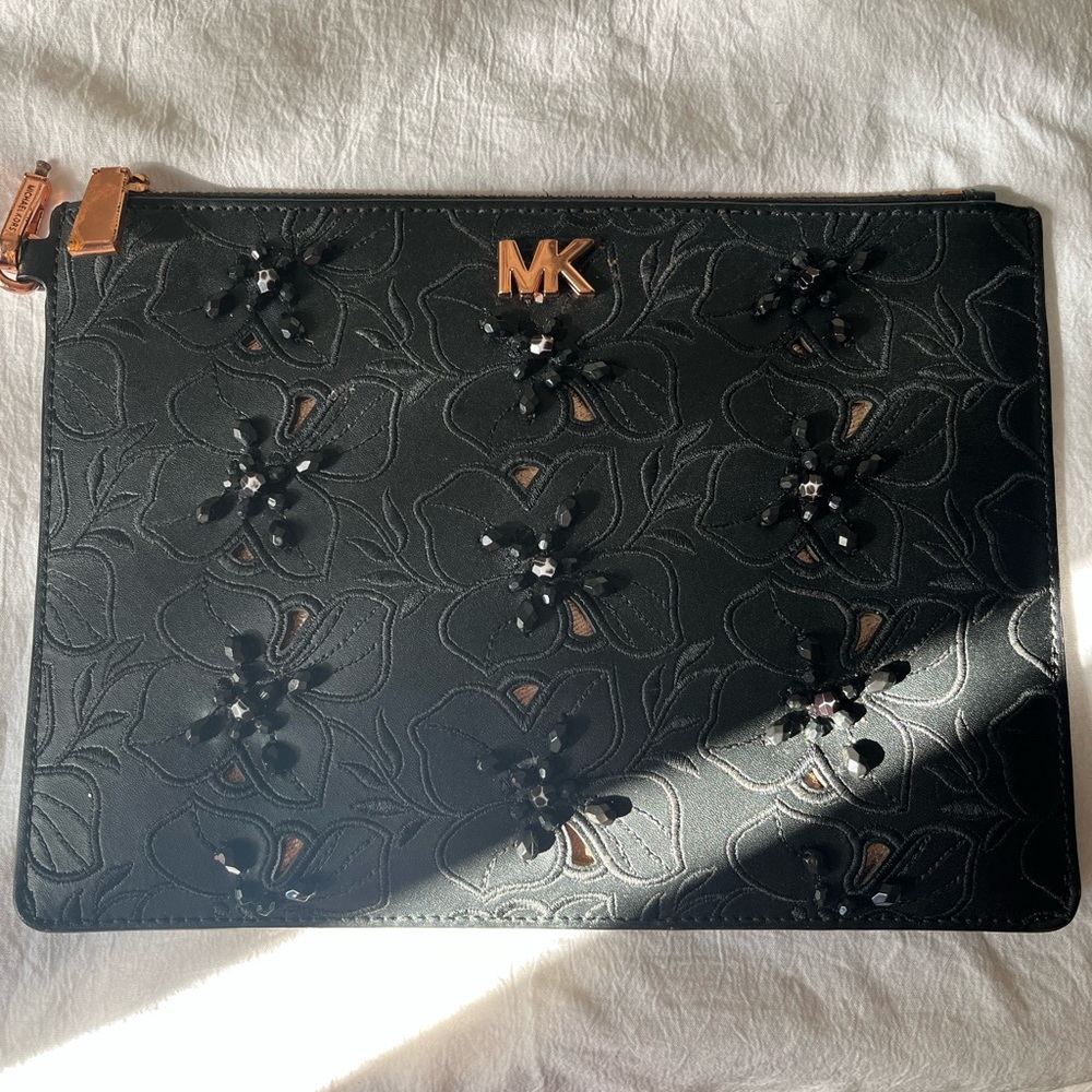 MK Black and Rose Gold Clutch